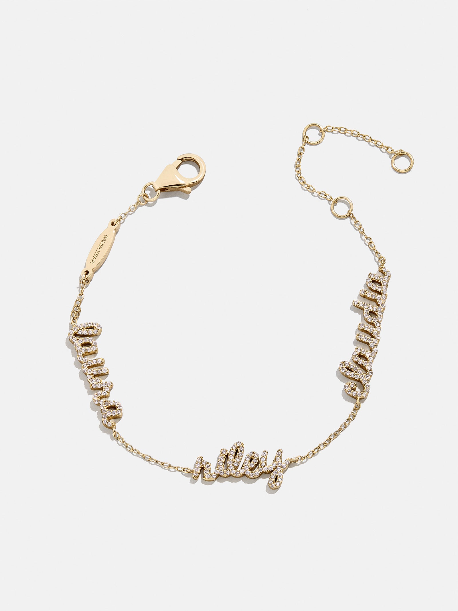 14K Gold/Pavé Custom Script Multi Name Bracelet - 3 Names