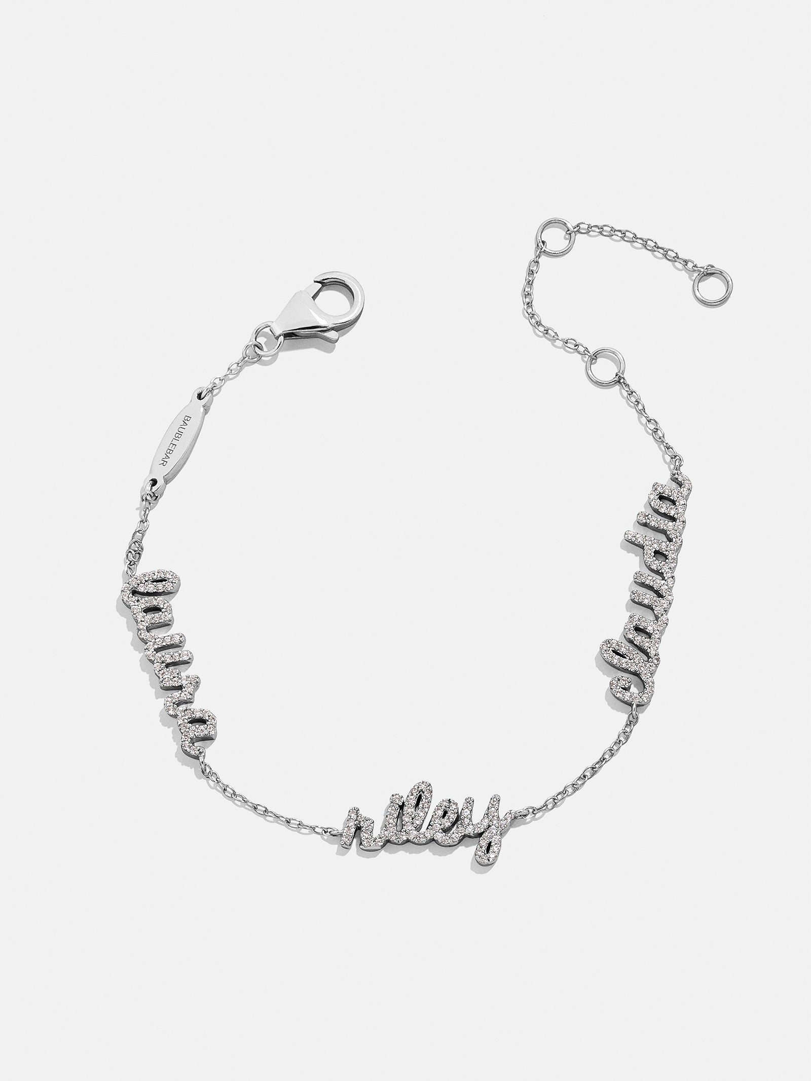 Sterling Silver/Pavé Custom Script Multi Name Bracelet - 3 Names