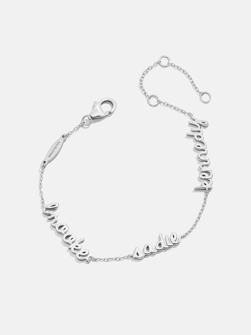 Sterling Silver Custom Script Multi Name Bracelet - 3 Names
