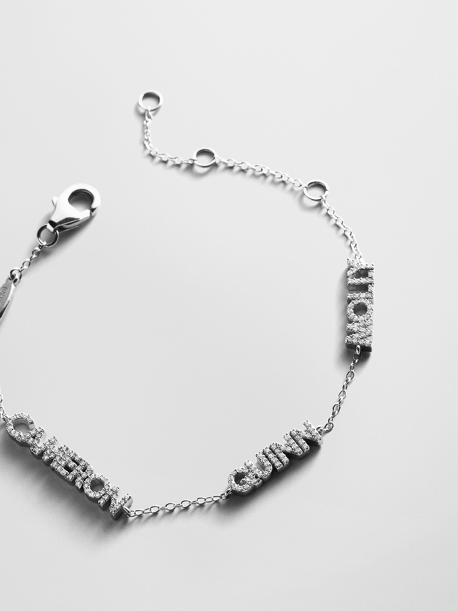 Sterling Silver/Pavé Custom Block Multi Name Bracelet - 3 Names