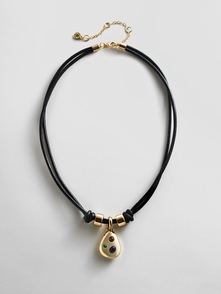 Tessa Pendant Cord Necklace - Gold/Multi