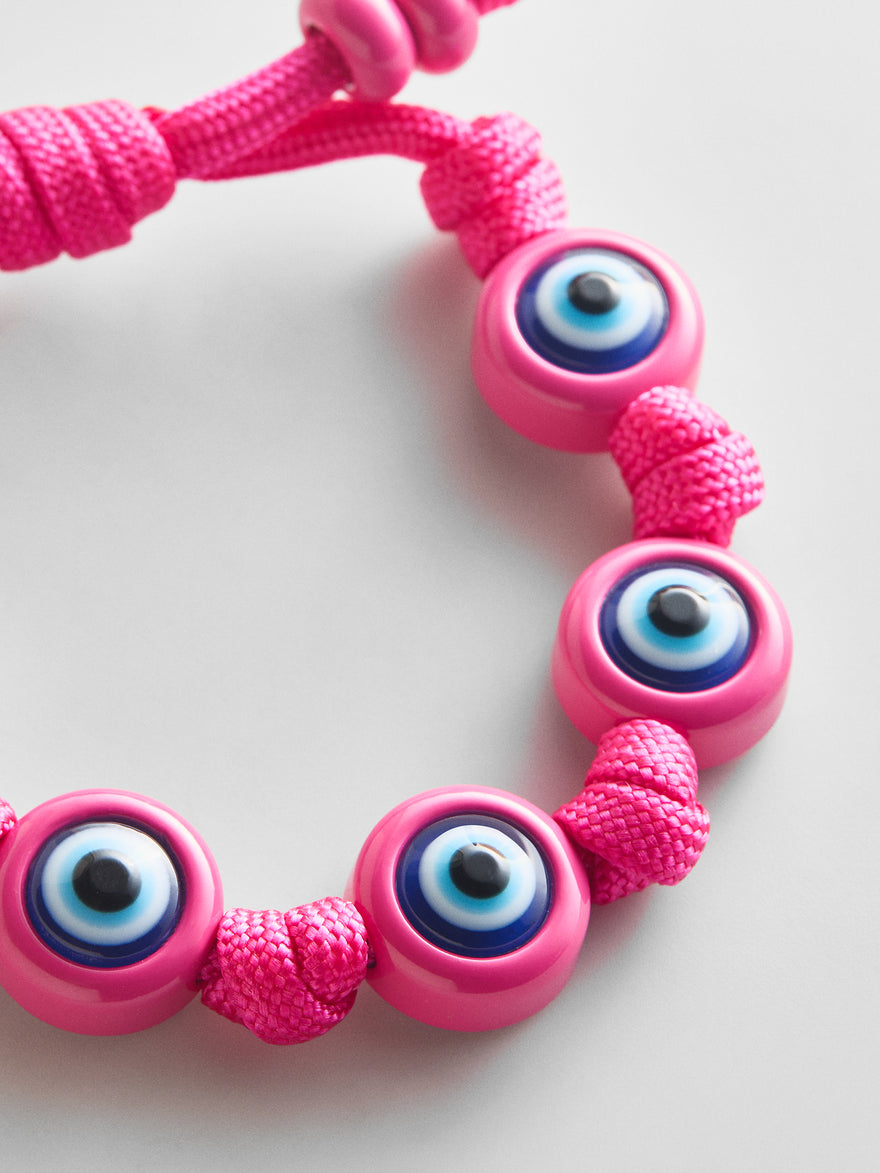 Knotty Good Eye Cord Bracelet  - Fuchsia