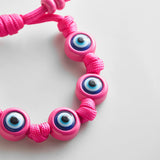 Knotty Good Eye Cord Bracelet  - Fuchsia