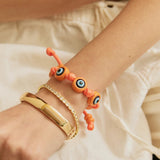 Knotty Good Eye Cord Bracelet  - Tangerine