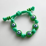 Knotty Good Eye Cord Bracelet  - Bright Green