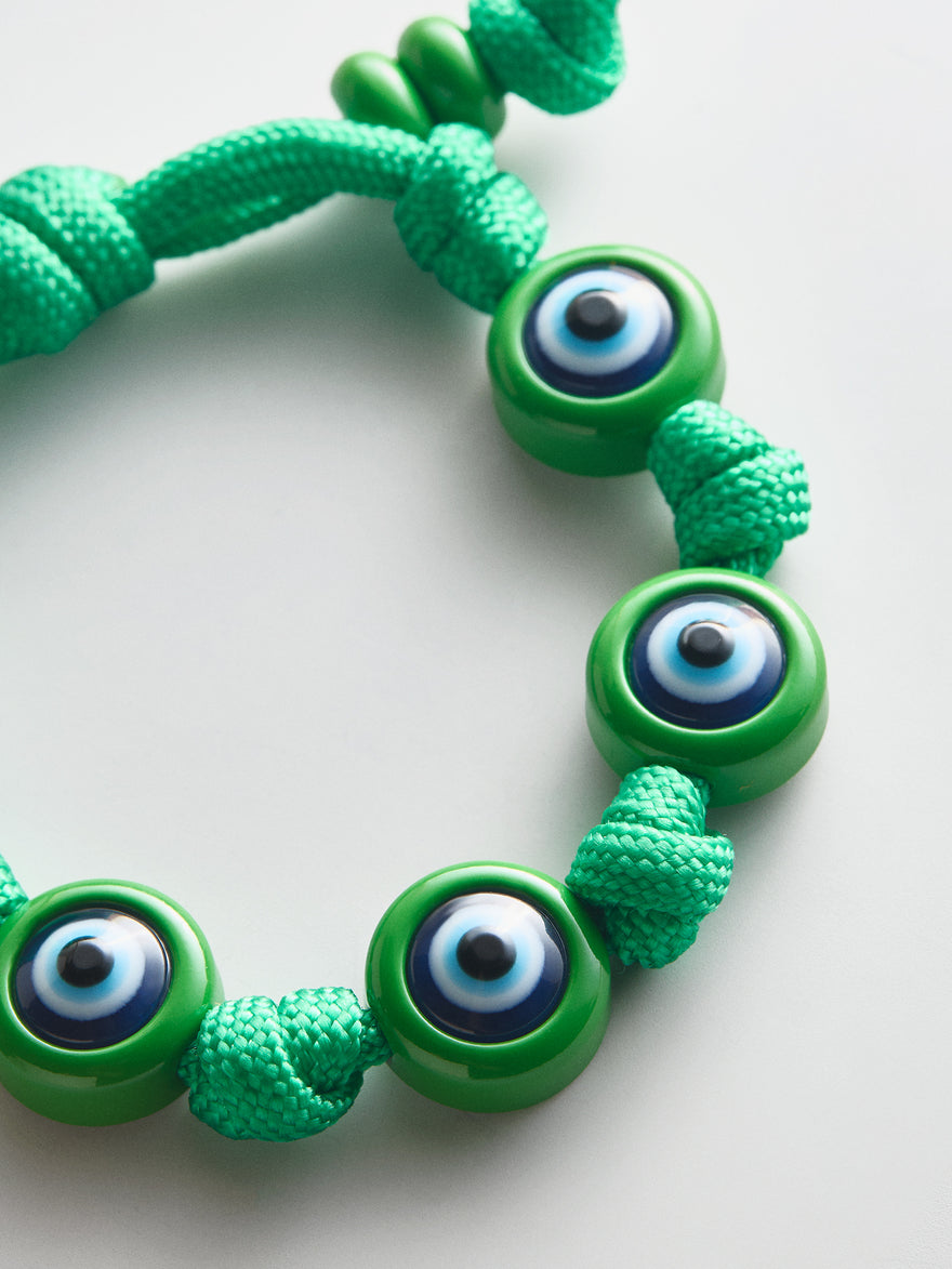 Knotty Good Eye Cord Bracelet  - Bright Green