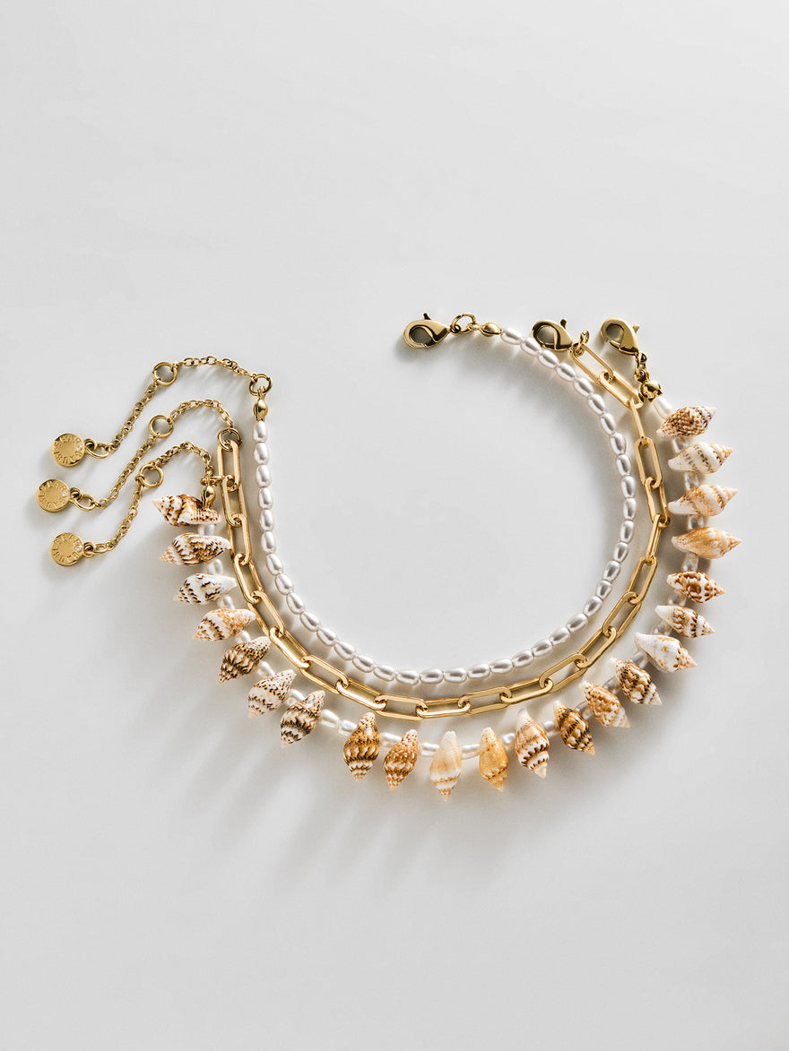 Marysol Waterproof Anklet Set - Gold/Pearl