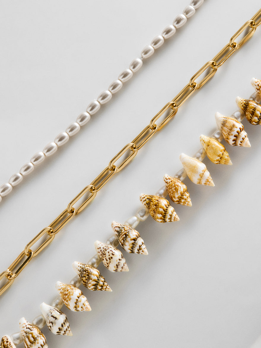 Marysol Waterproof Anklet Set - Gold/Pearl