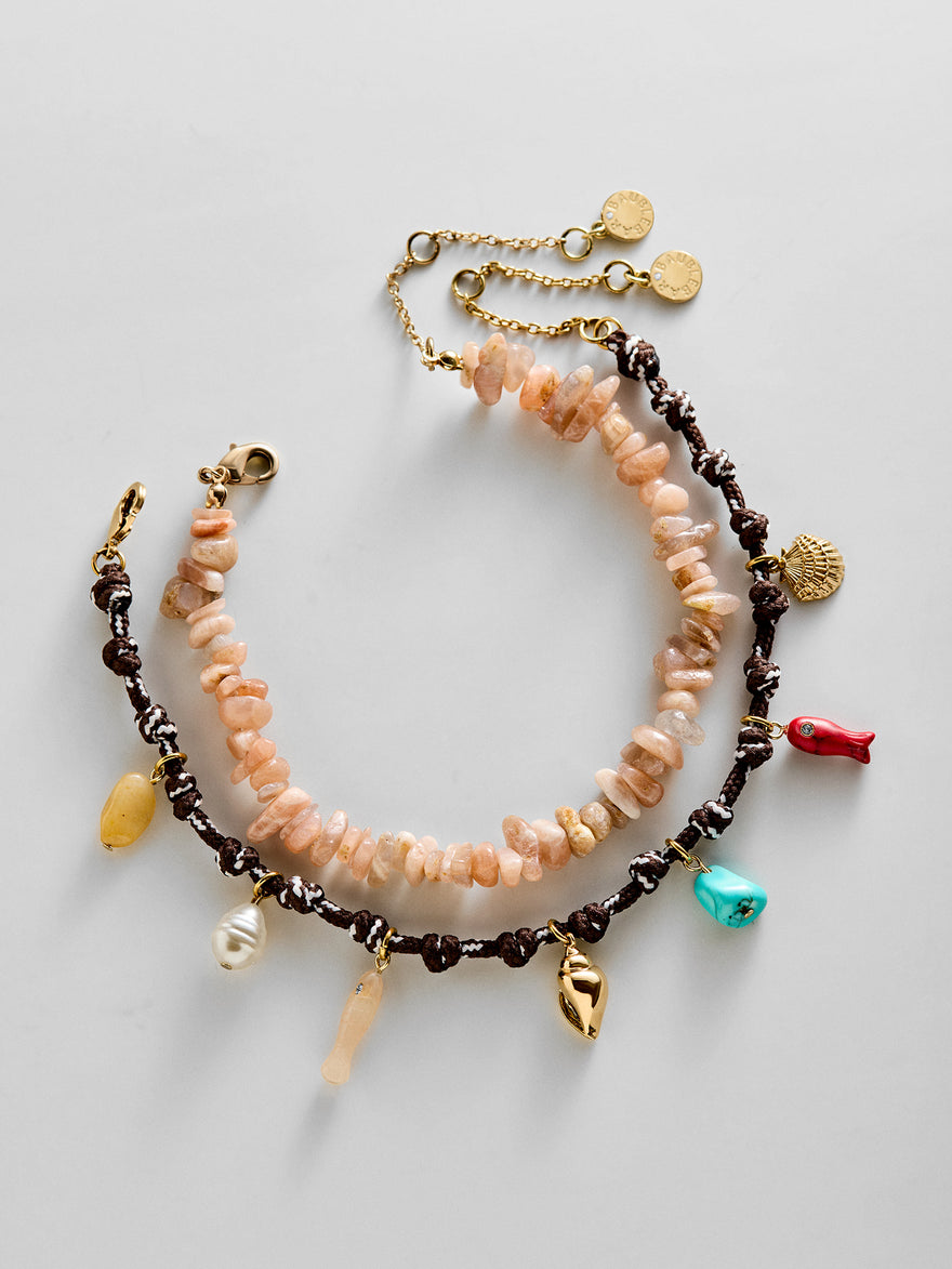 Kai Semi-Precious Waterproof Anklet Set - Multi