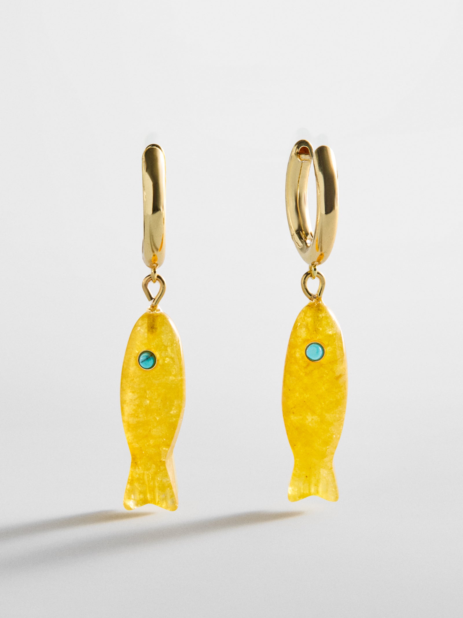 Reel Good Semi-Precious Fish Earrings - Citrine