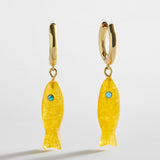 Reel Good Semi-Precious Fish Earrings - Citrine