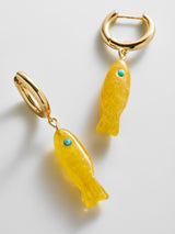 BaubleBar Reel Good Semi-Precious Fish Earrings - Citrine - 
    Gold huggie earrings


  
