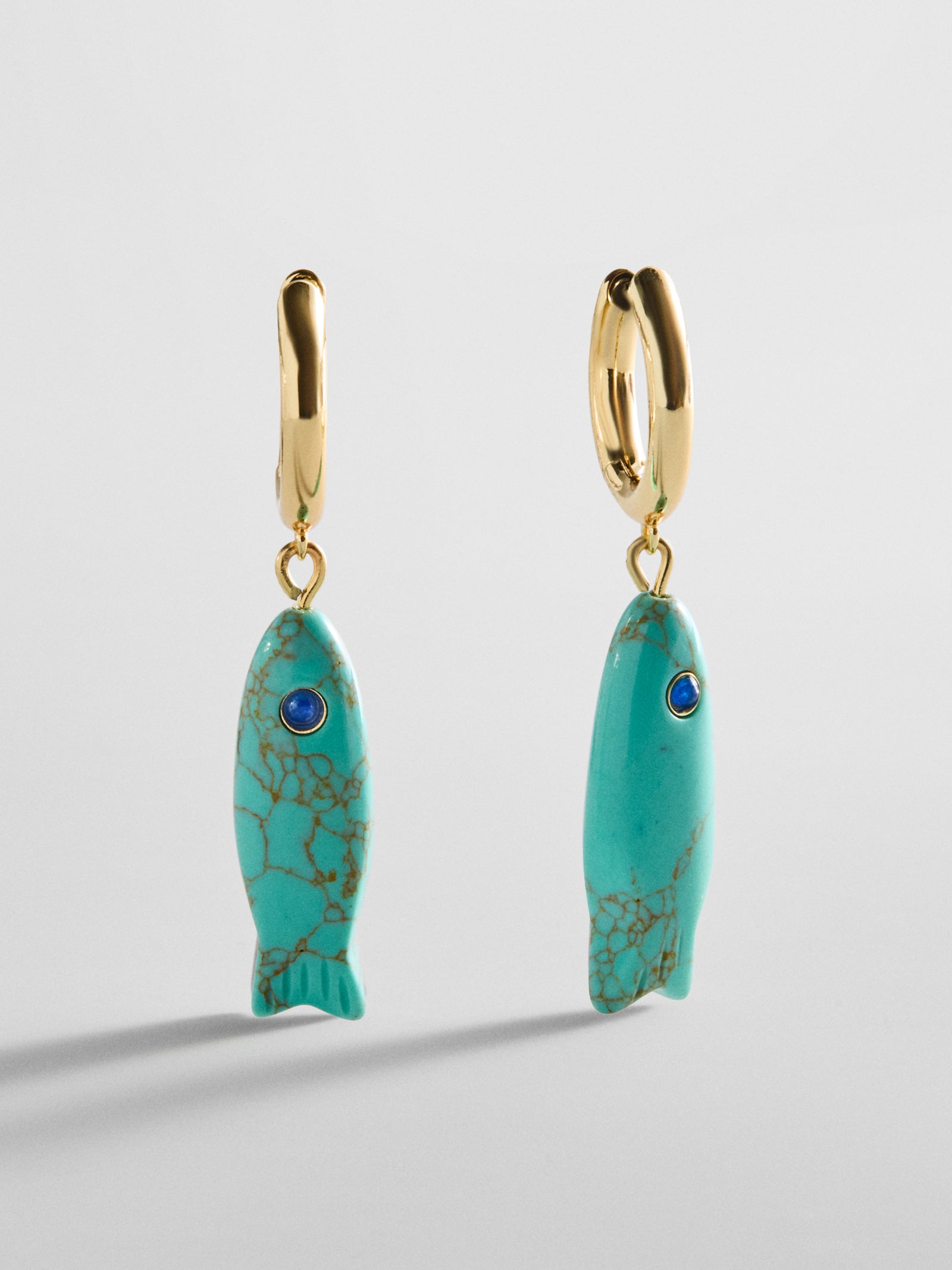 Reel Good Semi-Precious Fish Earrings - Turquoise