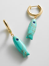 BaubleBar Reel Good Semi-Precious Fish Earrings - Turquoise