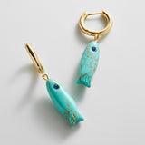 Reel Good Semi-Precious Fish Earrings - Turquoise