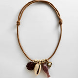 Shay Cord Charm Necklace - Brown