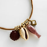 Shay Cord Charm Necklace - Brown
