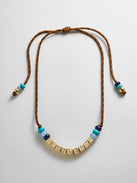 Custom Block Letter Semi-Precious Paracord Necklace - Brown