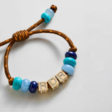 Custom Block Letter Semi-Precious Paracord Bracelet - Brown