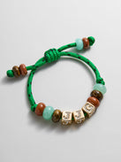 Custom Block Letter Semi-Precious Paracord Bracelet - Green