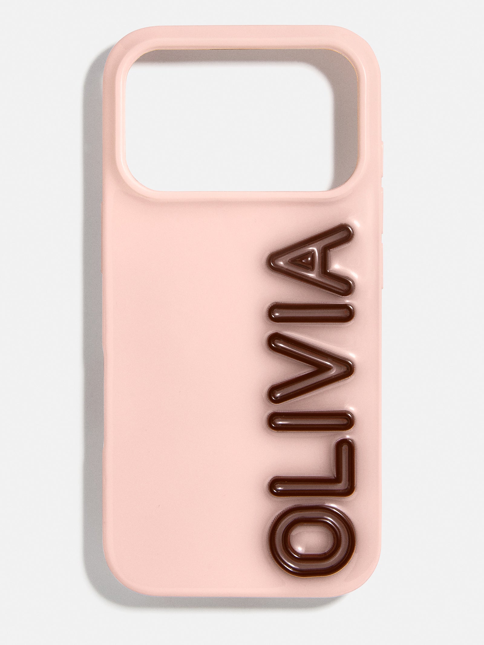 Fine Line Custom iPhone Case - Baby Pink/Dark Brown