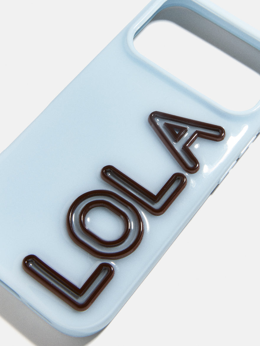 Fine Line Custom iPhone Case - Baby Blue/Dark Brown