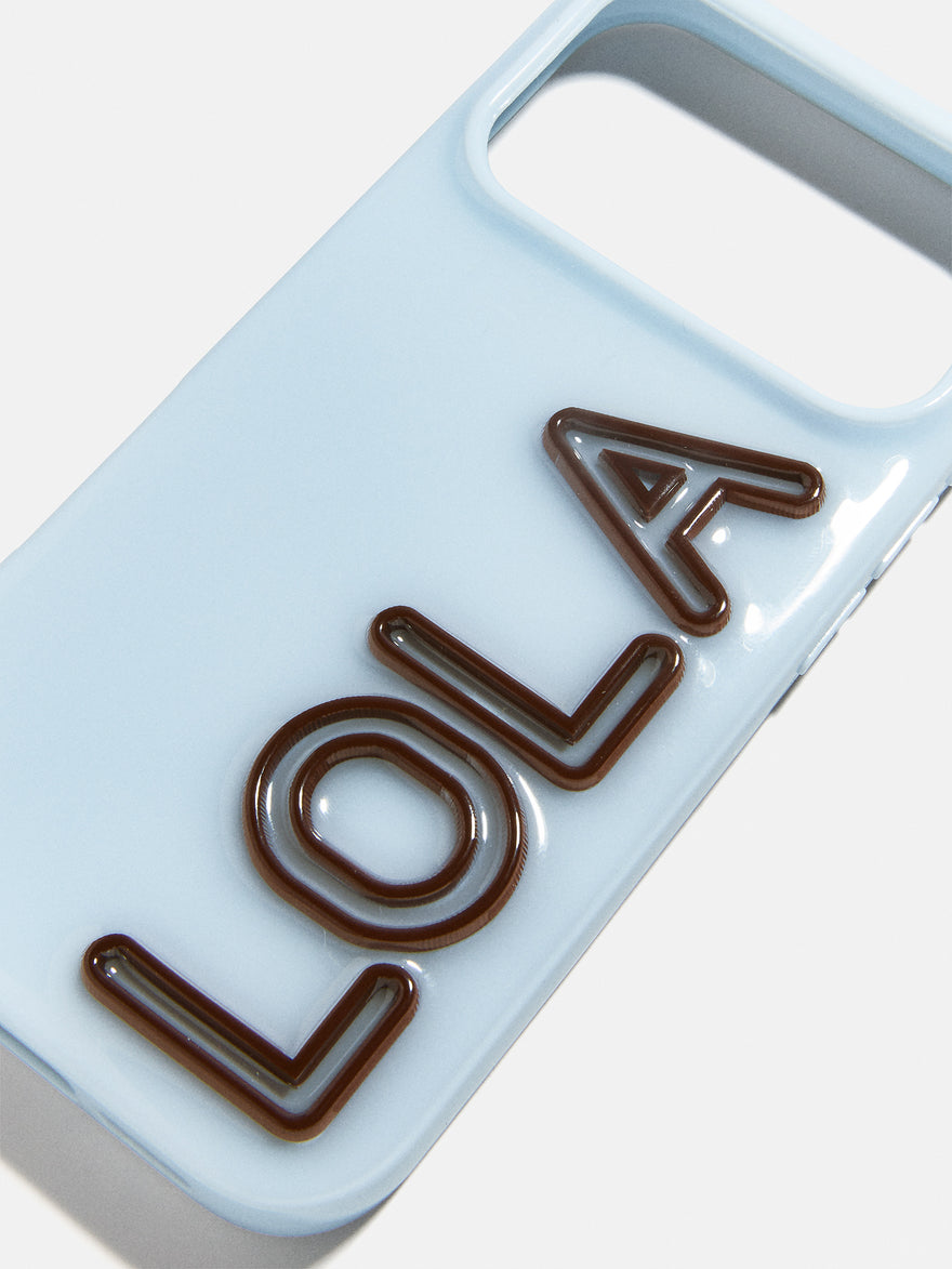 Fine Line Custom iPhone Case - Baby Blue/Dark Brown