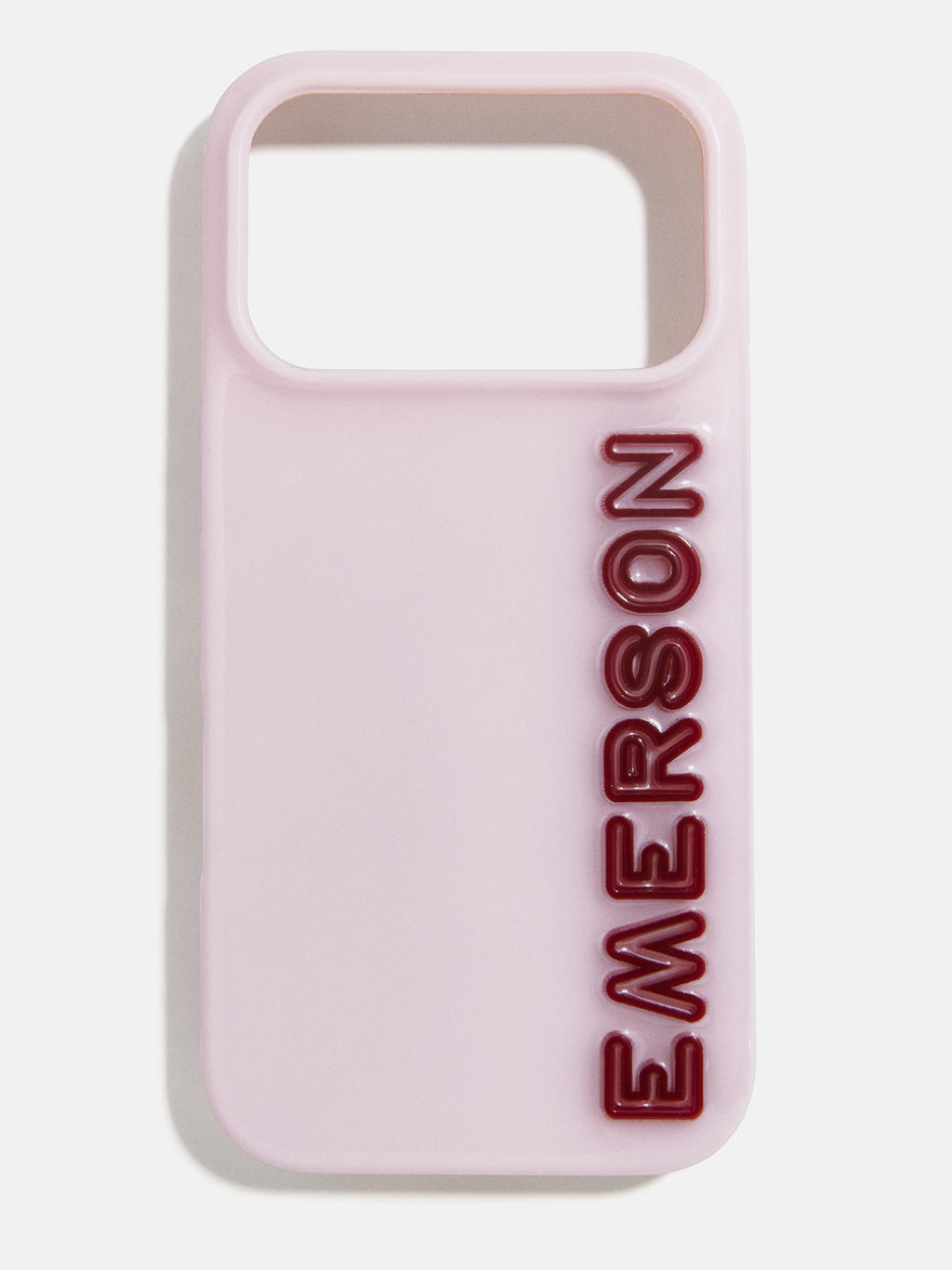Fine Line Custom iPhone Case - Baby Pink/Maroon