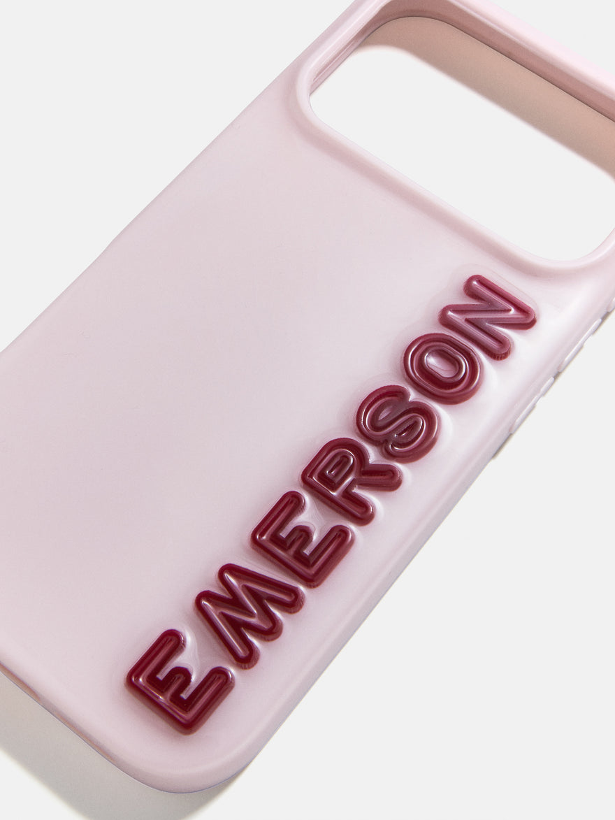 Fine Line Custom iPhone Case - Baby Pink/Maroon
