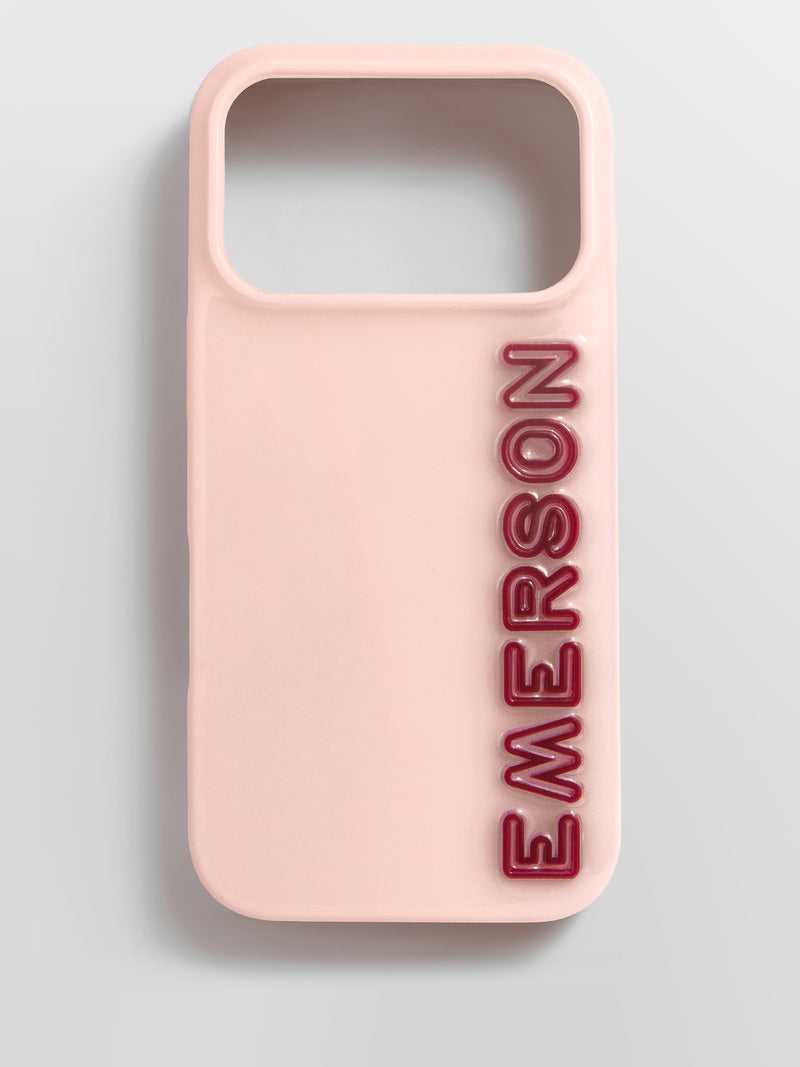 Fine Line Custom iPhone Case - Baby Pink/Maroon