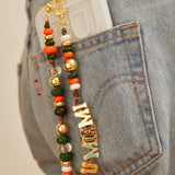 University of Miami Beaded Bandana Phone Charm - University of Miami