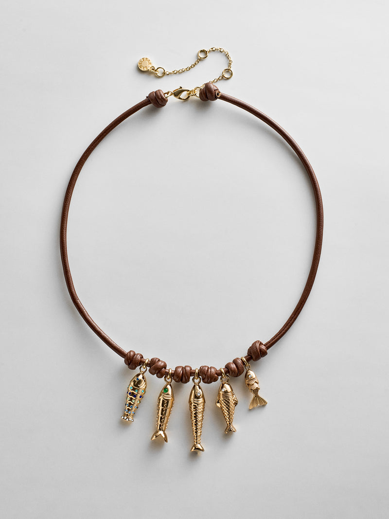 High Tide Fish Collar Necklace - Brown