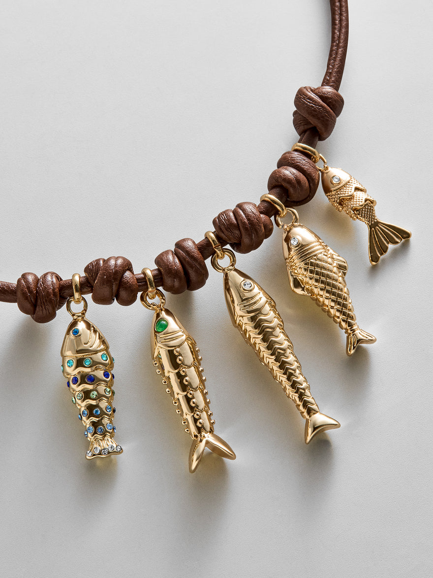 High Tide Fish Collar Necklace - Brown