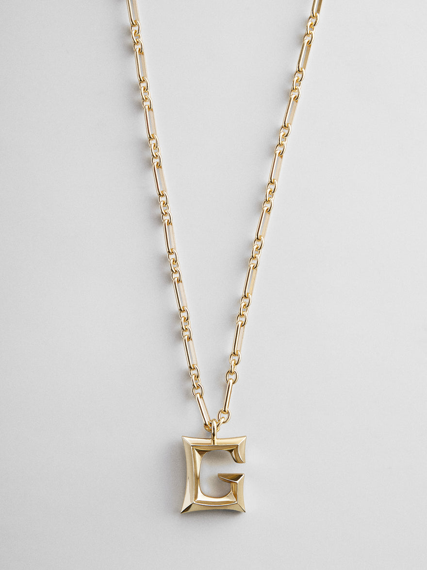 Oversized Gothic Custom Initial Necklace - Oversized Gothic Initial