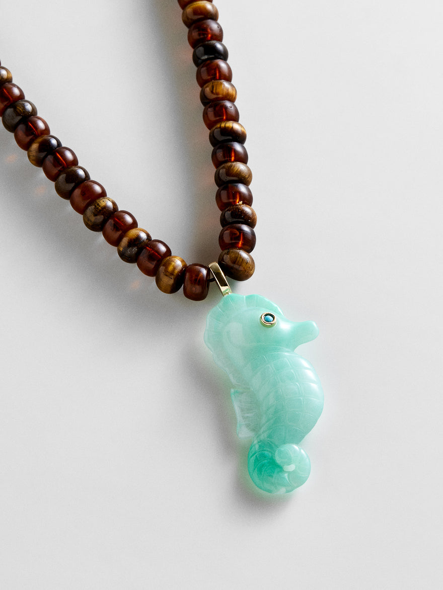Sun Drift Semi-Precious Pendant Necklace - Seahorse