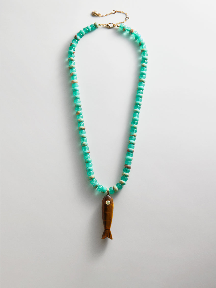 Sun Drift Semi-Precious Pendant Necklace - Fish