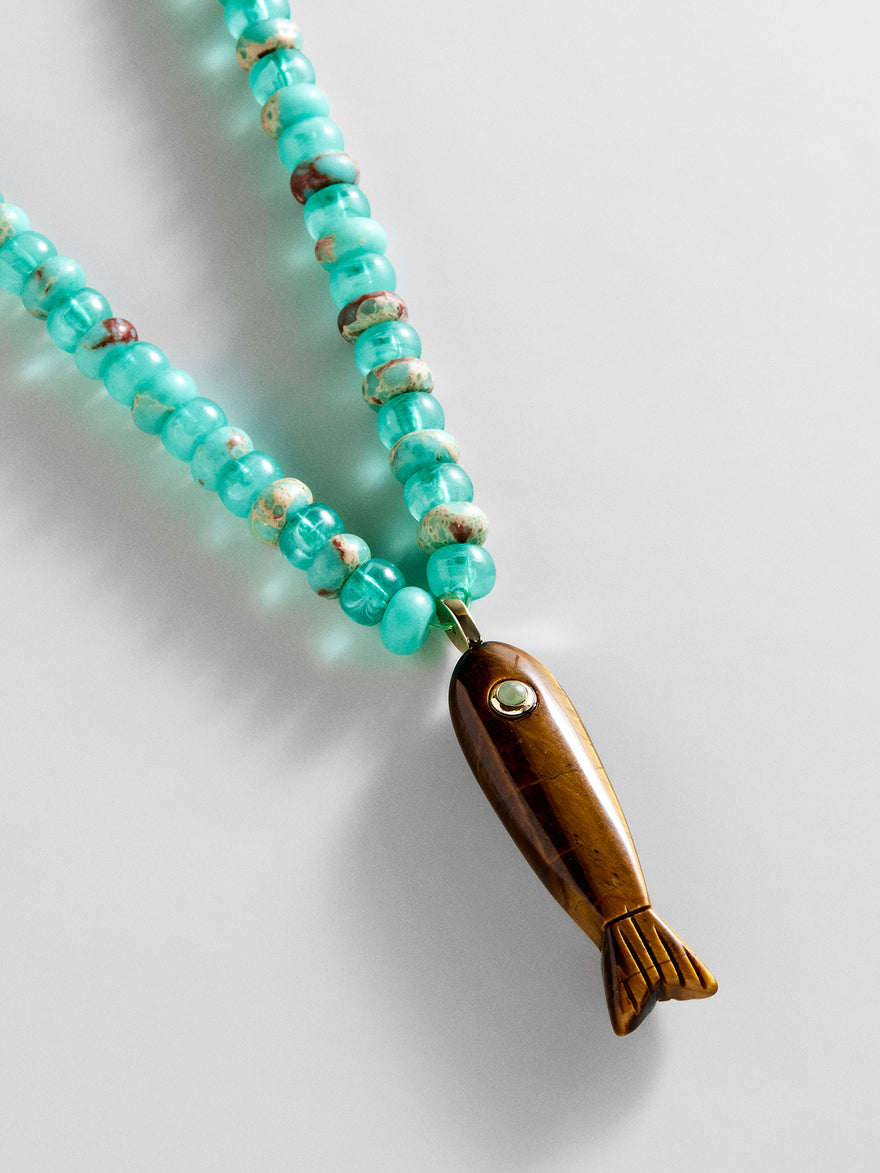 Sun Drift Semi-Precious Pendant Necklace - Fish