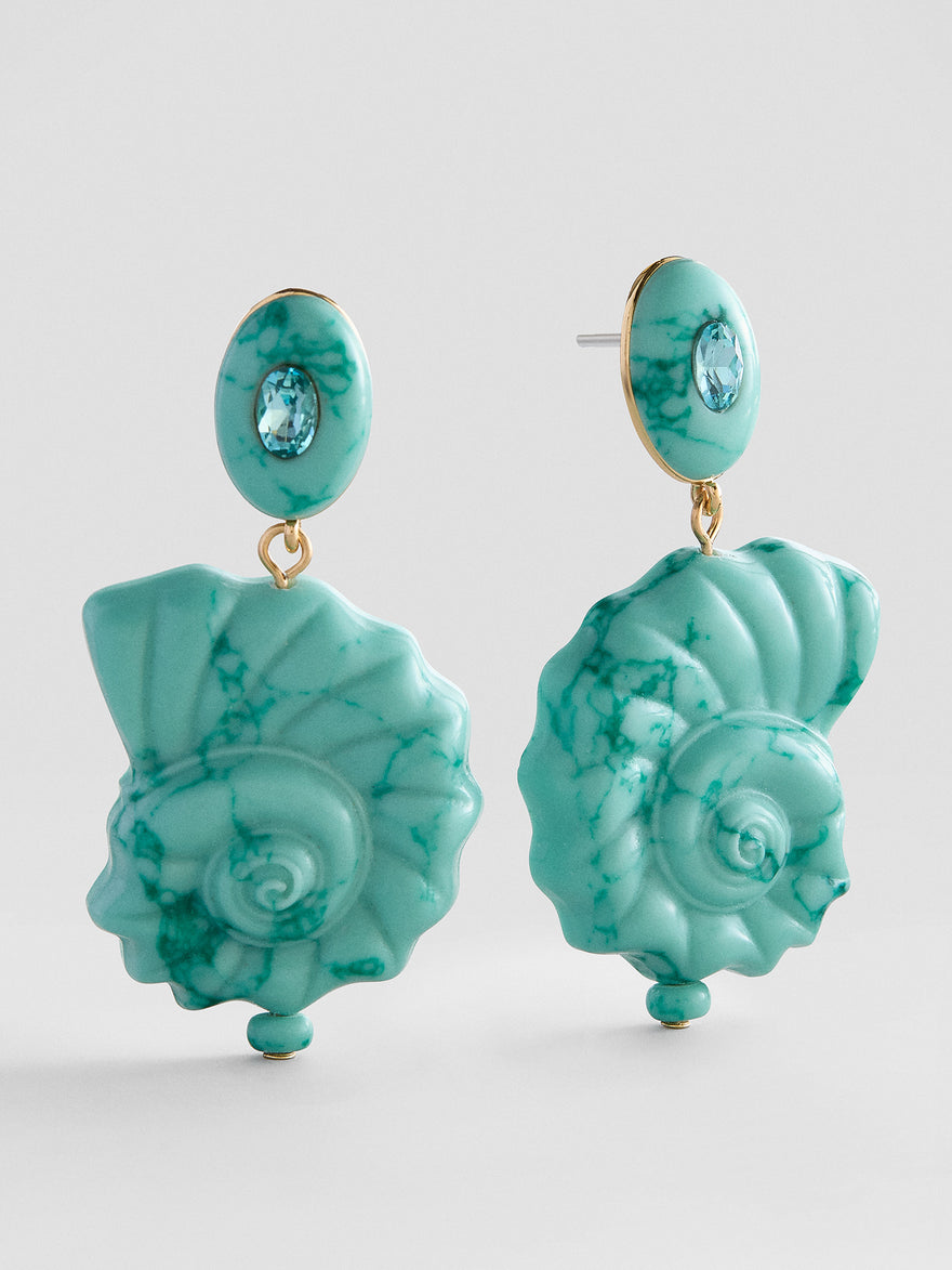 Mina Turquoise Shell Earrings - Turquoise