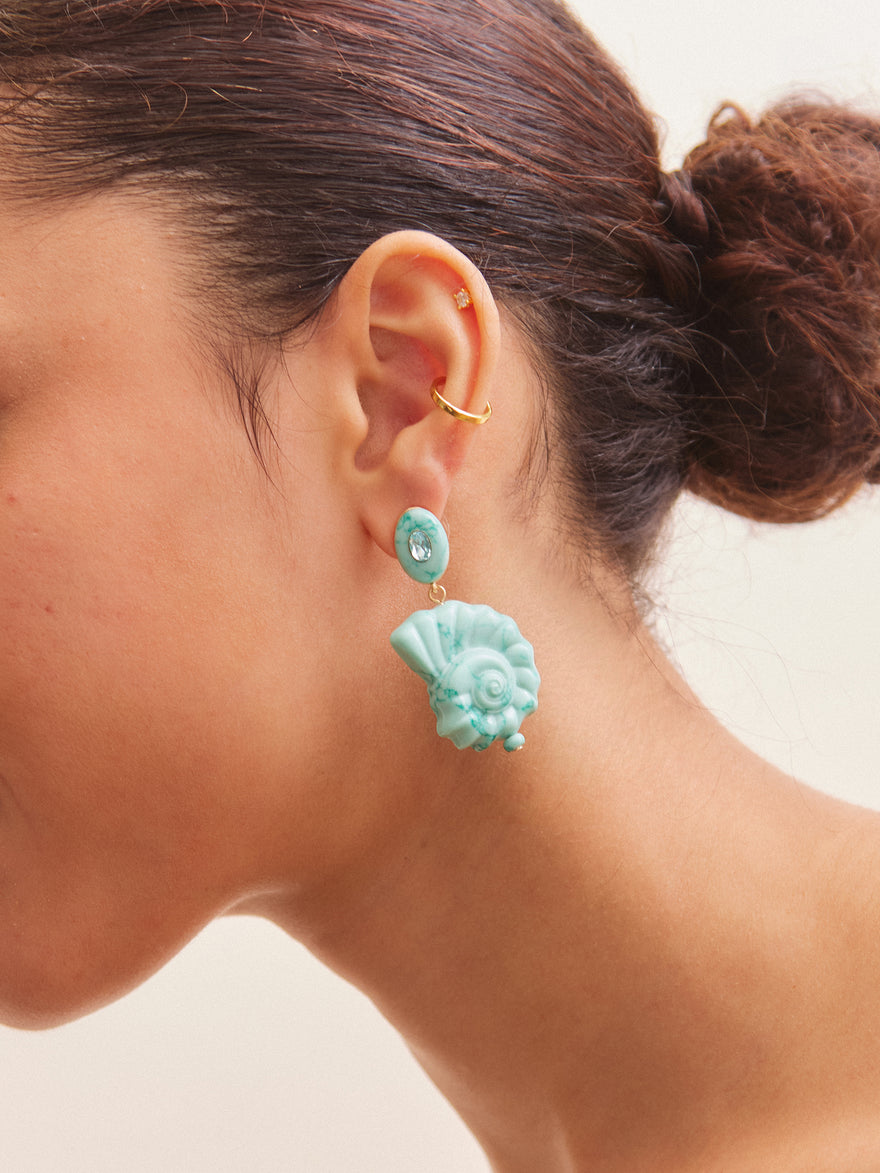 Mina Turquoise Shell Earrings - Turquoise