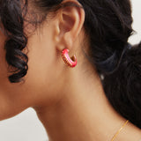 NFL Enamel Hoop Earrings - Arizona Cardinals