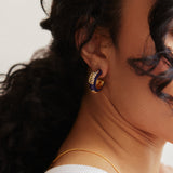 NFL Enamel Hoop Earrings - New York Giants
