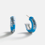 NFL Enamel Hoop Earrings - Carolina Panthers