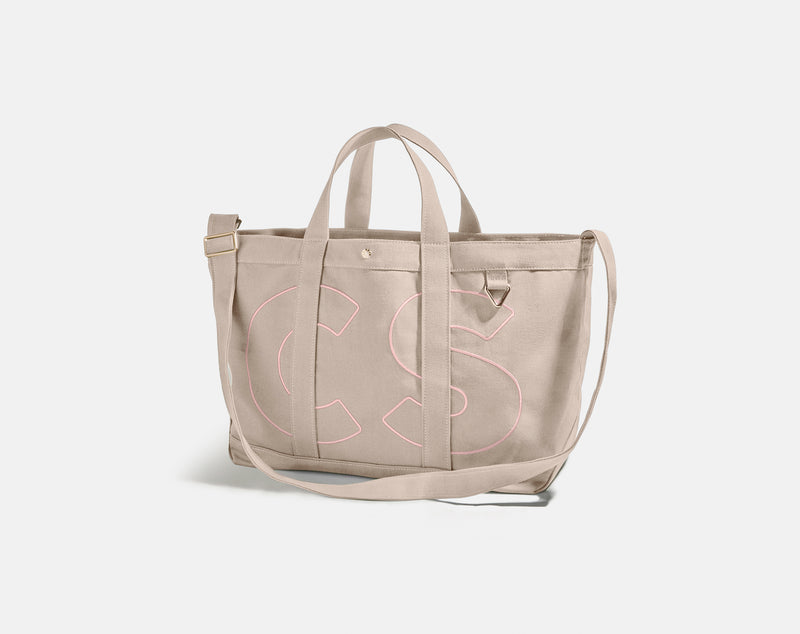 BaubleBar Large - 
    Personalized canvas tote bag with custom embroidered initials 
  
