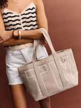 BaubleBar  - 
    Personalized canvas tote bag with custom embroidered initials 
  
