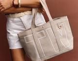 BaubleBar Medium - 
    Personalized canvas tote bag with custom embroidered initials 
  
