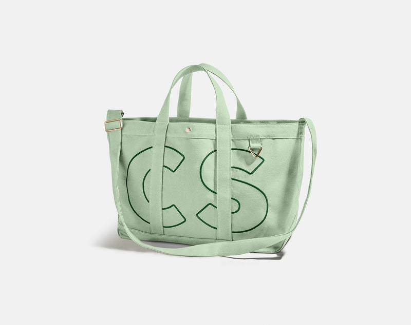 BaubleBar Large - 
    Personalized canvas tote bag with custom embroidered initials 
  
