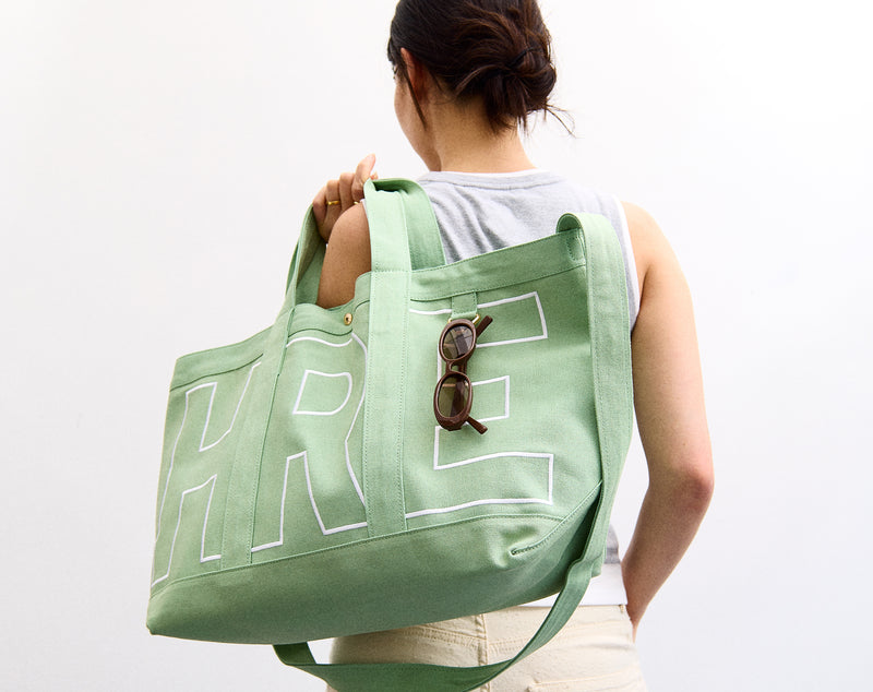 BaubleBar Large - 
    Personalized canvas tote bag with custom embroidered initials 
  
