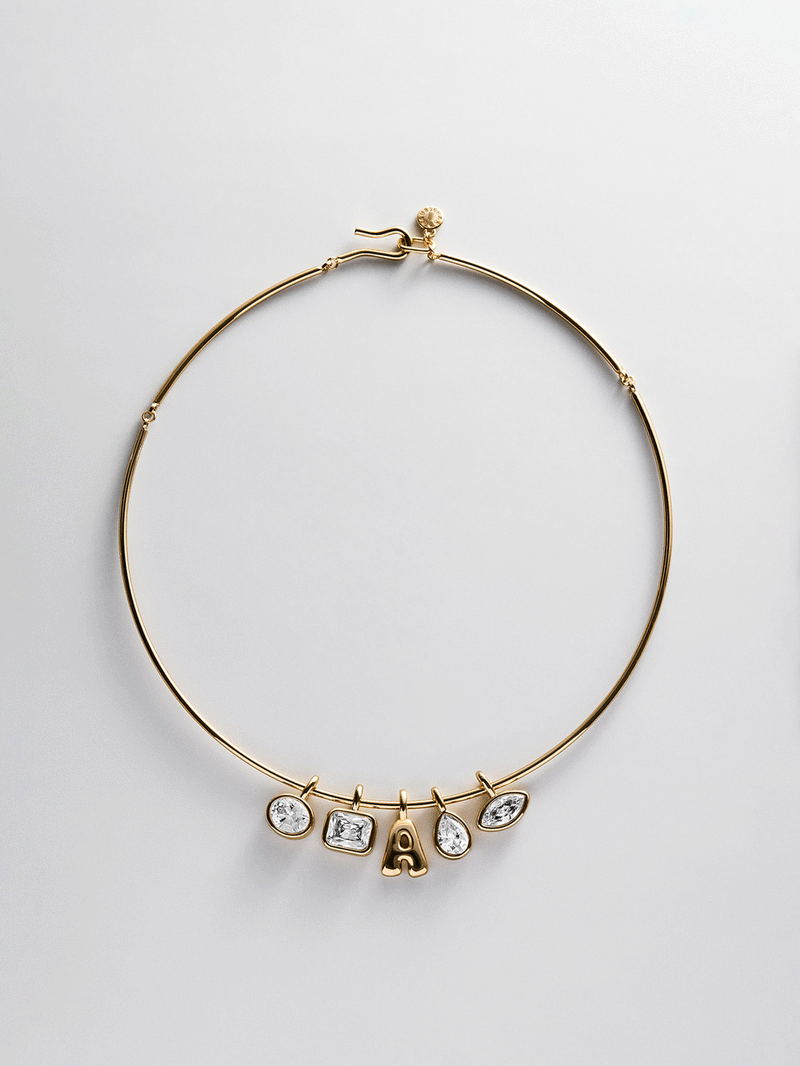 Lexi Removable Charm Custom Collar Necklace - Gold