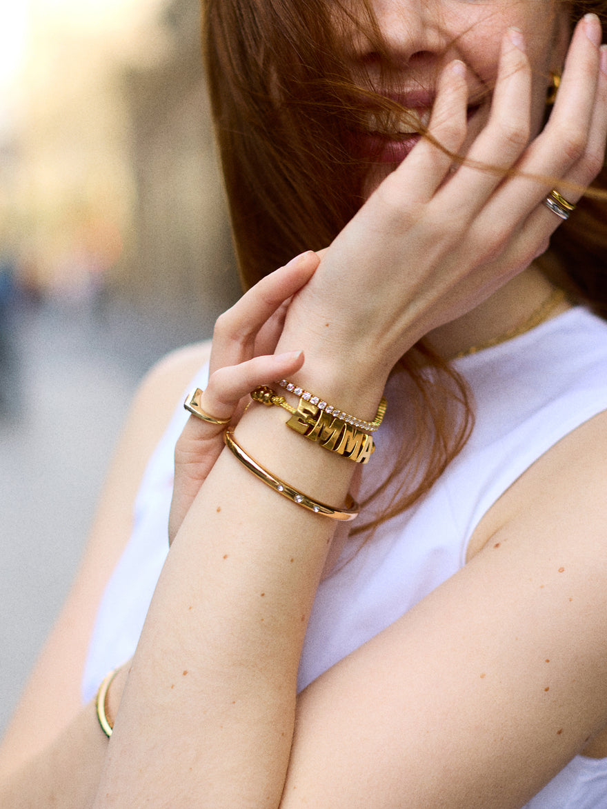 Oversized Waterproof Custom Name Bracelet - Gold
