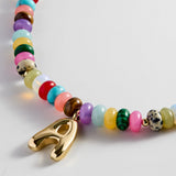Semi-Precious Bubble Initial Necklace - Multi